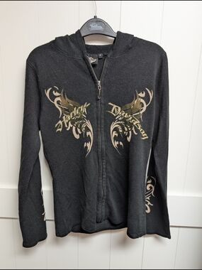 Harley-Davidson Black Knit Zip Up, Small